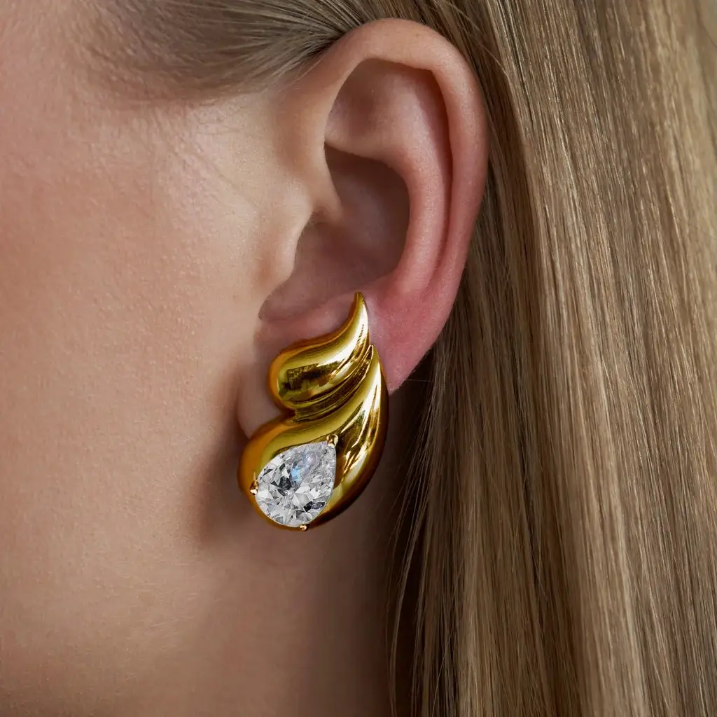 CZ Teardrop Earrings – Elegant Sparkle in 18K Gold Plated Stainless Steel - Image 7