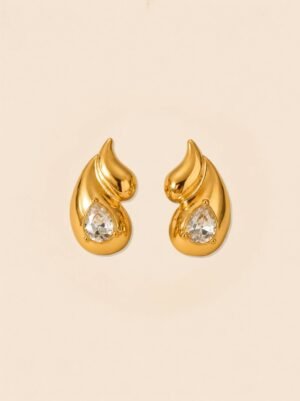 CZ Teardrop Earrings – Elegant Sparkle in 18K Gold Plated Stainless Steel