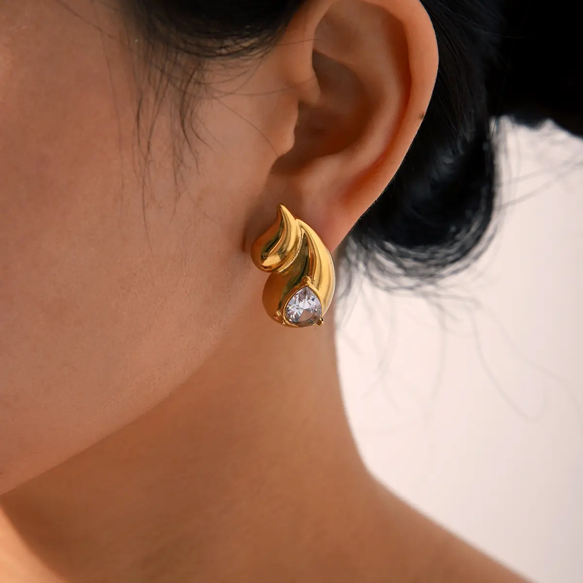 CZ Teardrop Earrings – Elegant Sparkle in 18K Gold Plated Stainless Steel - Image 6