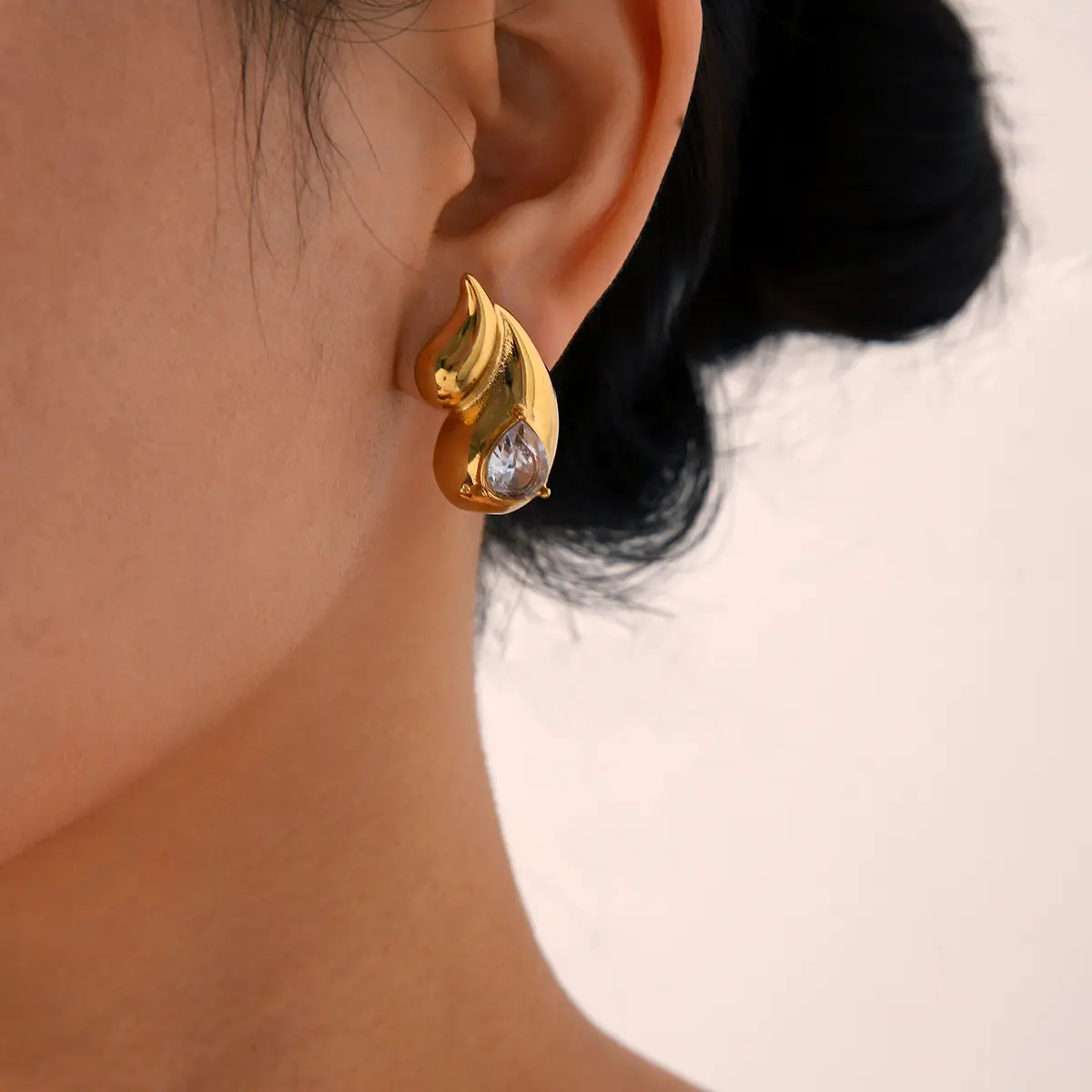 CZ Teardrop Earrings – Elegant Sparkle in 18K Gold Plated Stainless Steel - Image 5