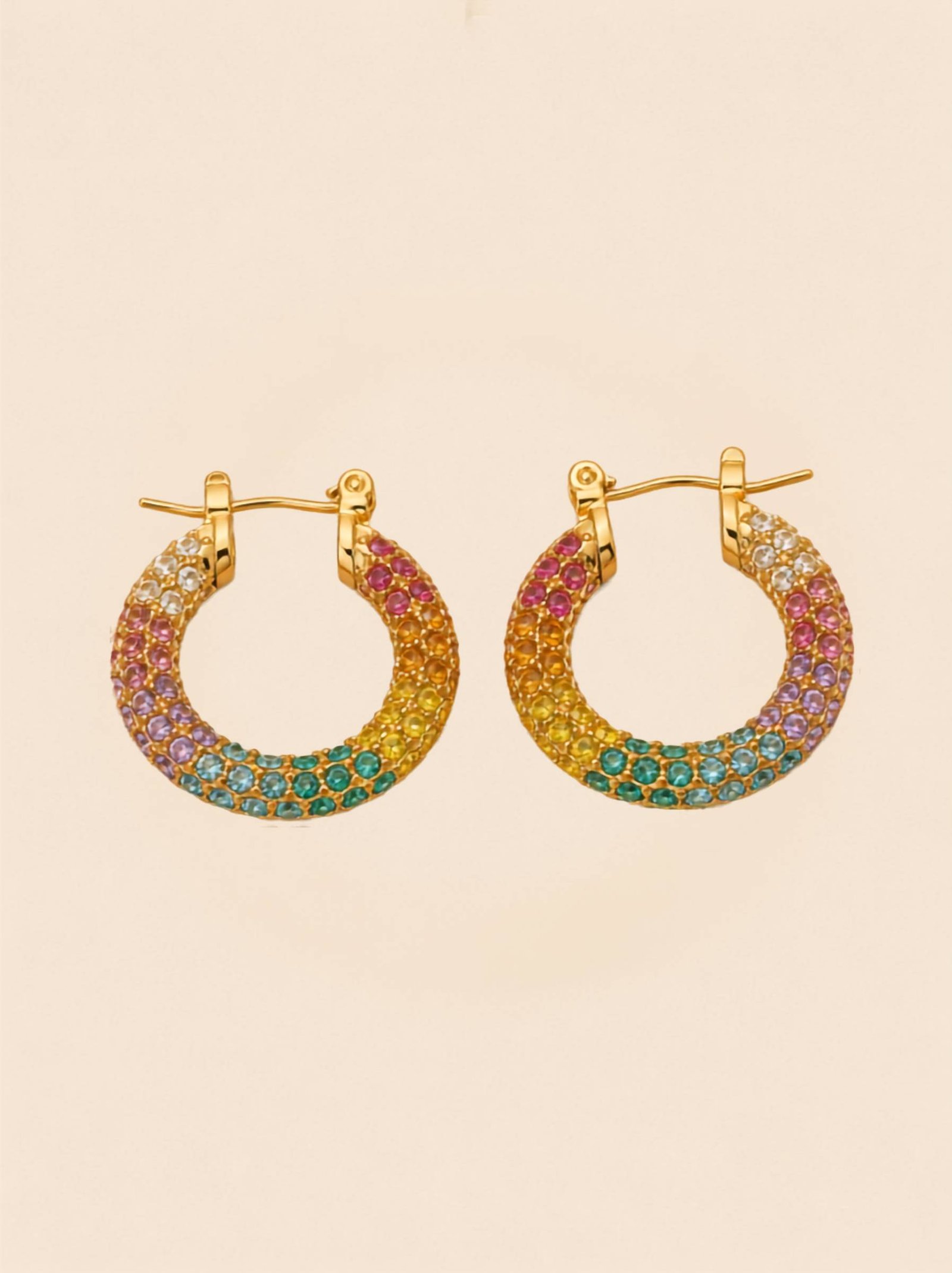 Chunky Colorful Hoop Earrings – Bold Color in 18K Gold Plated Shine - Image 2