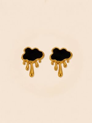 Cloud Rain Shell Studs – Bold Whimsy in 18K Gold Plated Finish