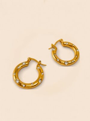 Summer Shine CZ Huggie Hoops – Lightweight Sparkle in 18K Gold Plated Finish