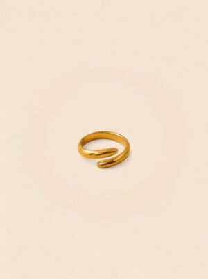 Dainty Titanium Steel Ring – 18K Gold Plated Elegance