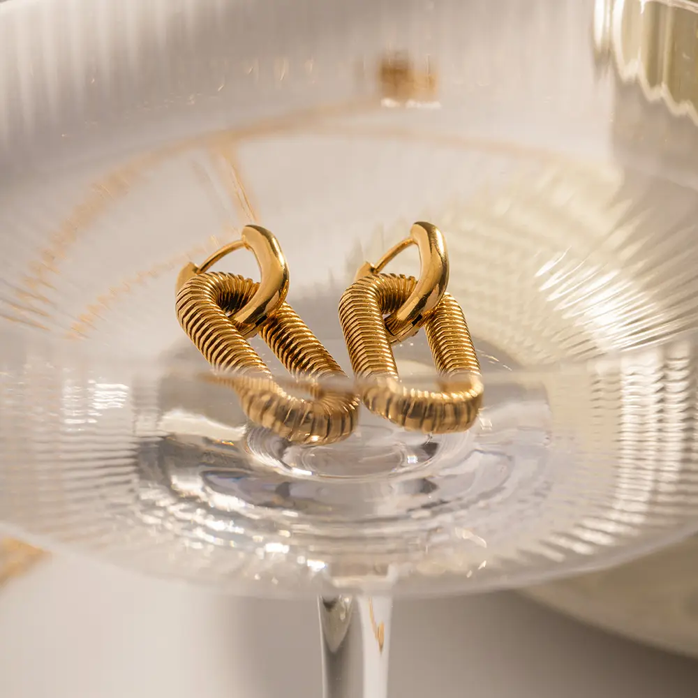 Double Hoop Chain Earrings - Image 9
