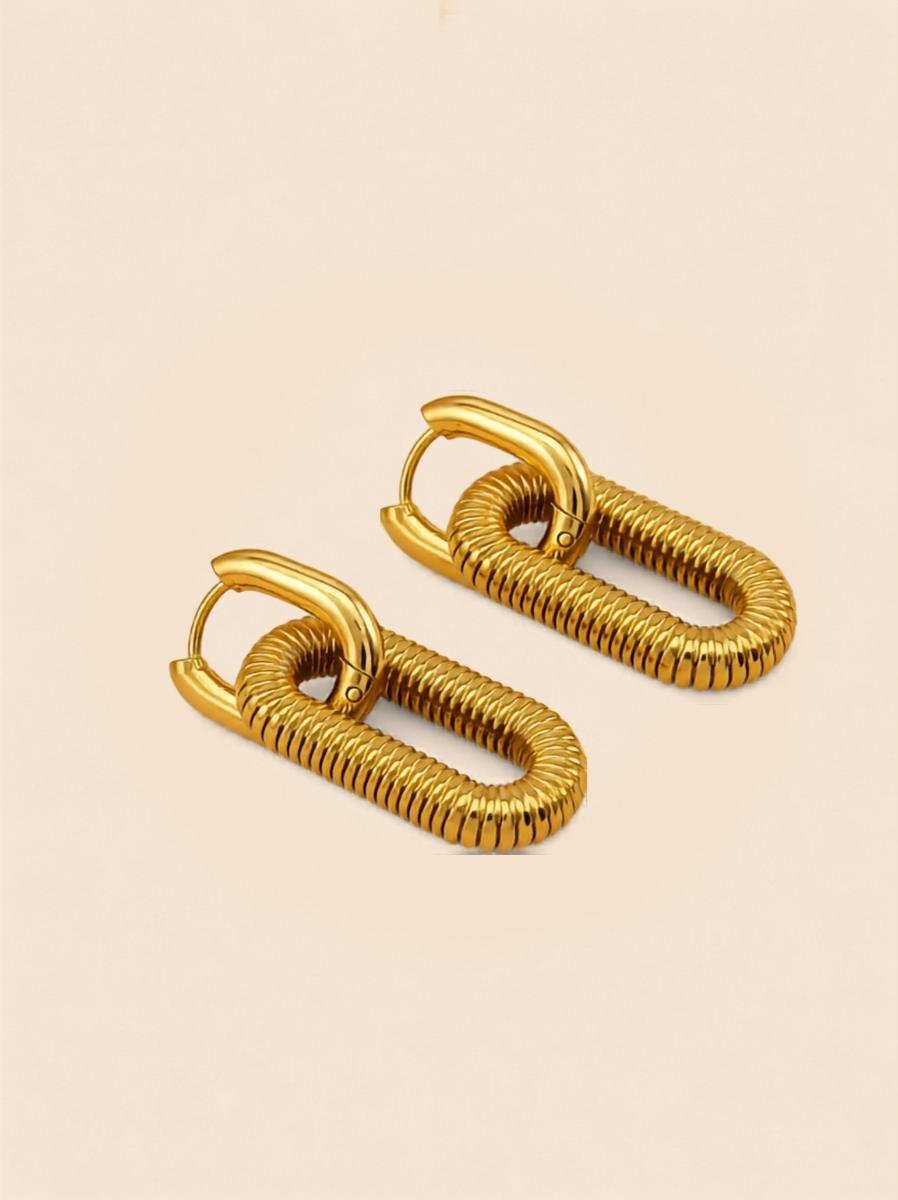 Double Hoop Chain Earrings - Image 3