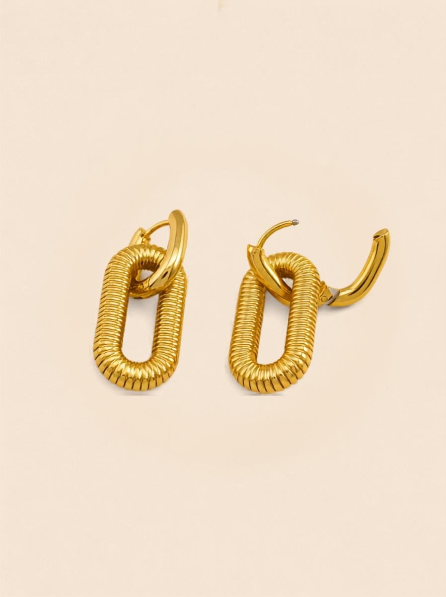 Double Hoop Chain Earrings - Image 2