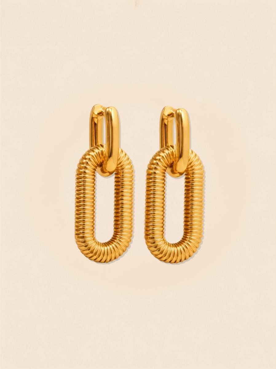 Double Hoop Chain Earrings - Image 5