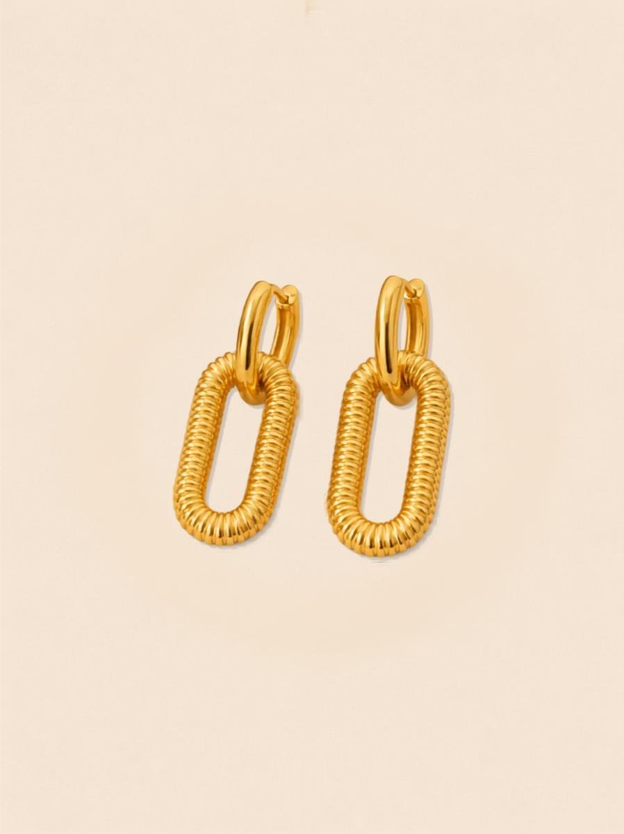 Double Hoop Chain Earrings - Image 4