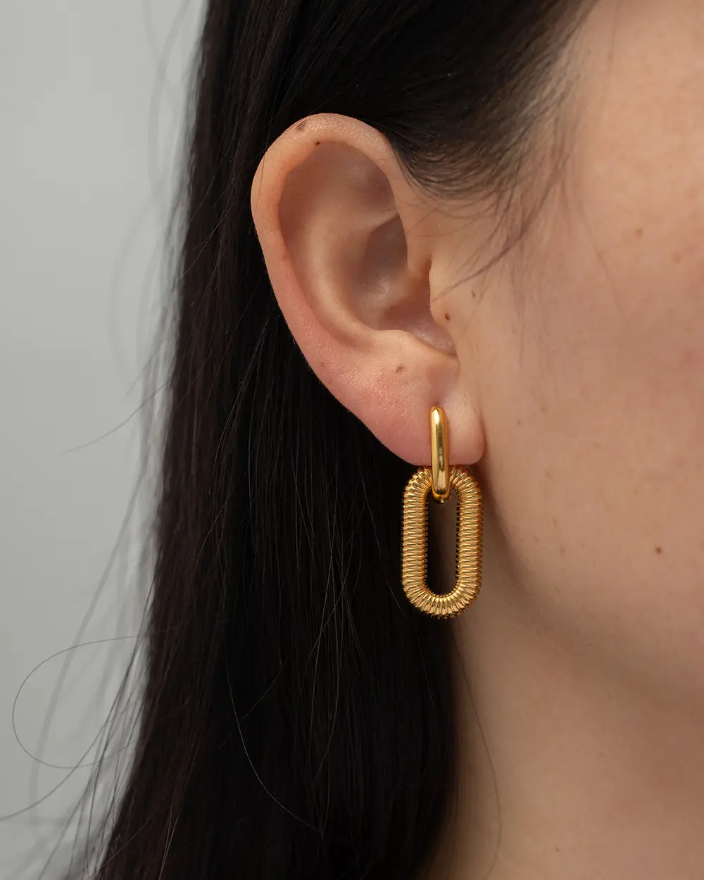 Double Hoop Chain Earrings - Image 10