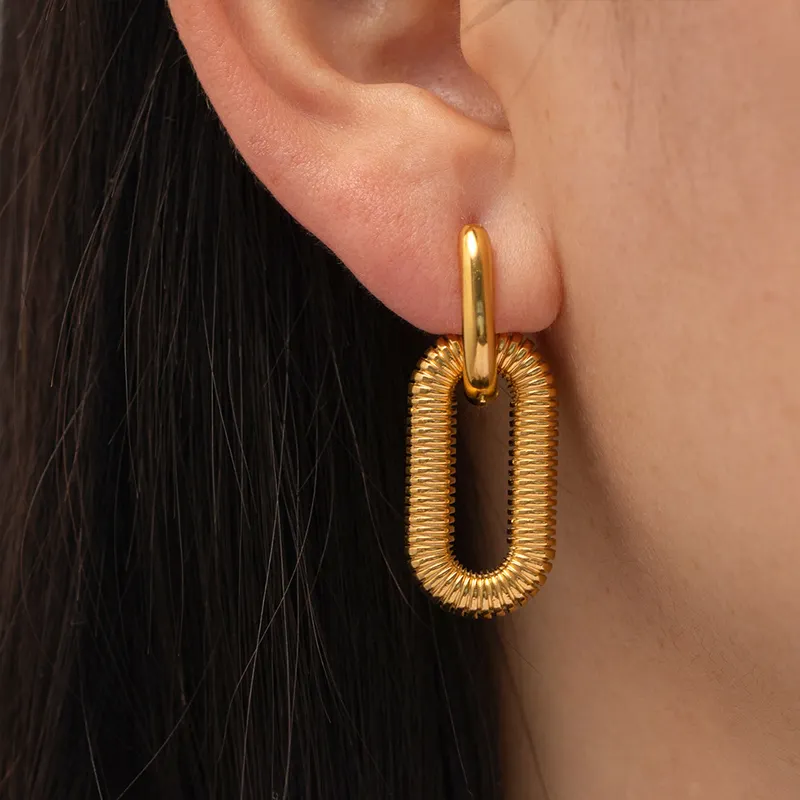 Double Hoop Chain Earrings - Image 11