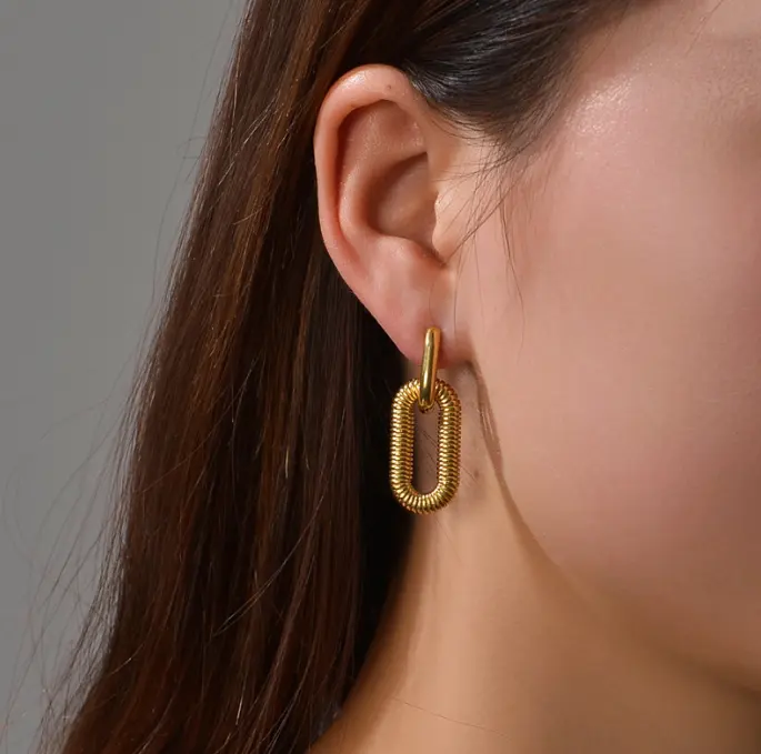 Double Hoop Chain Earrings - Image 12