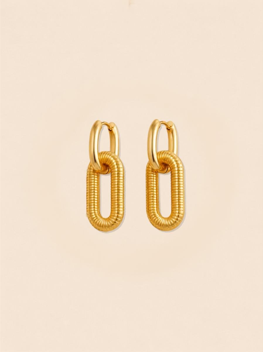 Double Hoop Chain Earrings - Image 6