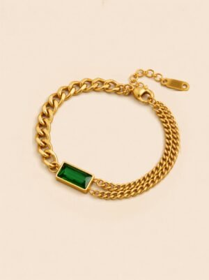 Emerald Zircon Bracelet – Timeless Shine with a Royal Touch