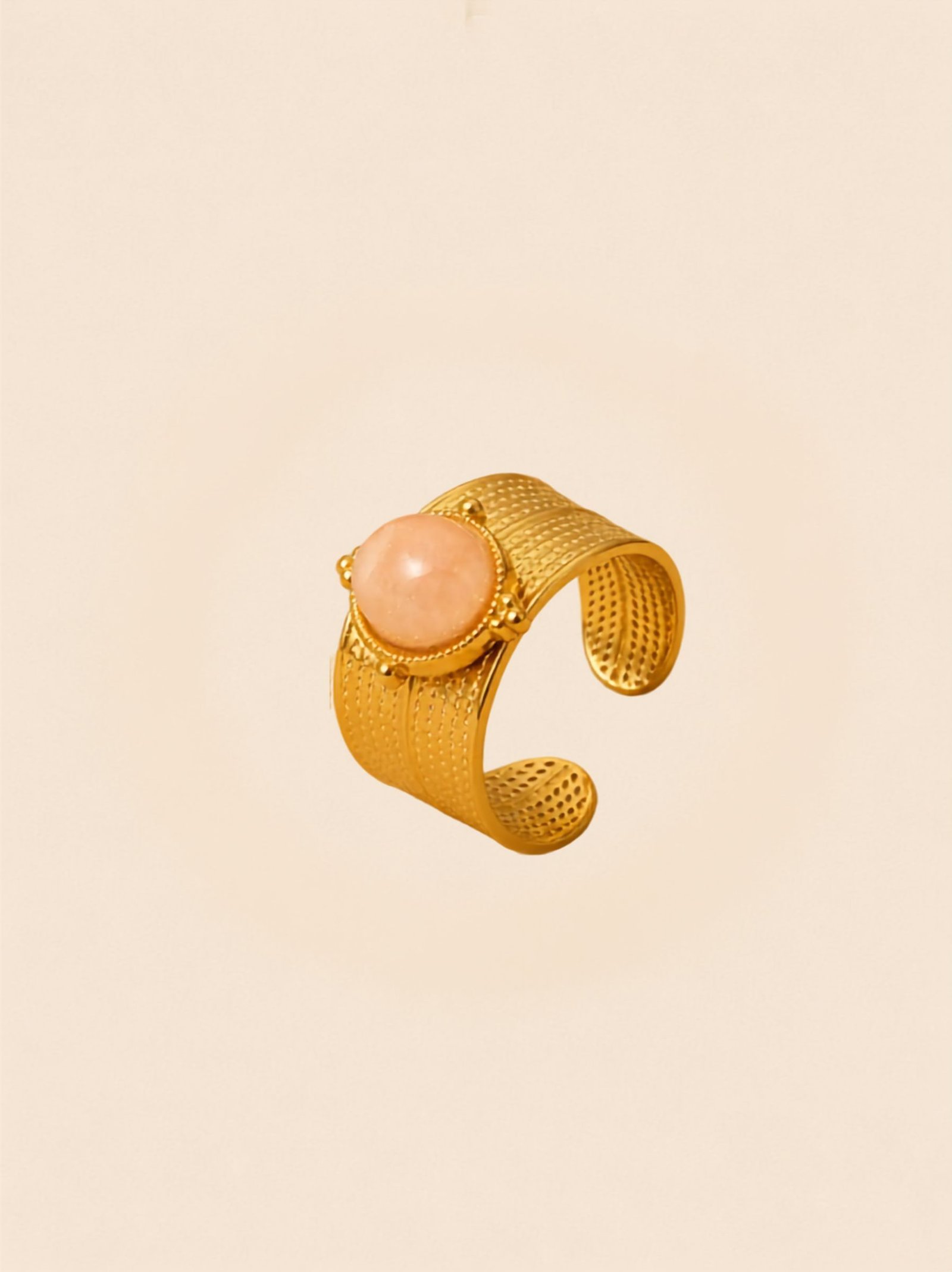 Natural Rose Quartz Ring – Soft Elegance with 18K Gold Plating - Image 3