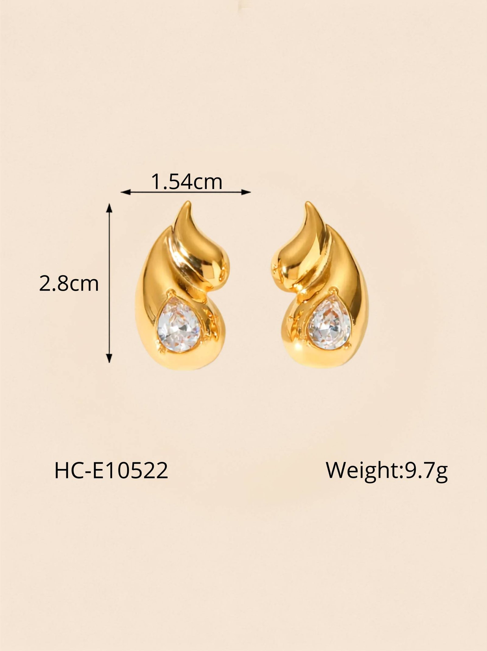 CZ Teardrop Earrings – Elegant Sparkle in 18K Gold Plated Stainless Steel - Image 3