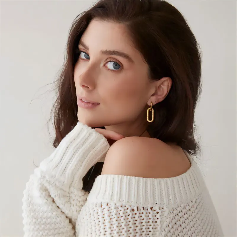Double Hoop Chain Earrings - Image 14