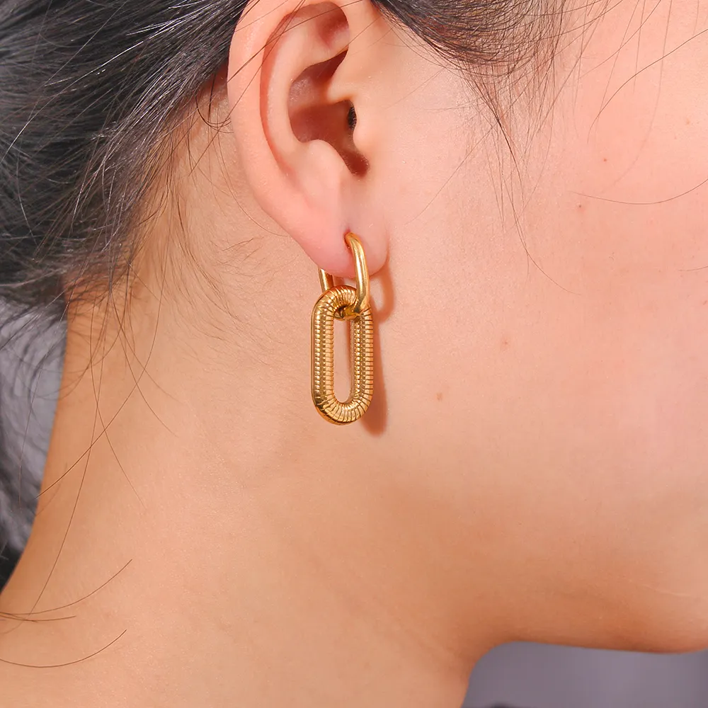 Double Hoop Chain Earrings - Image 15