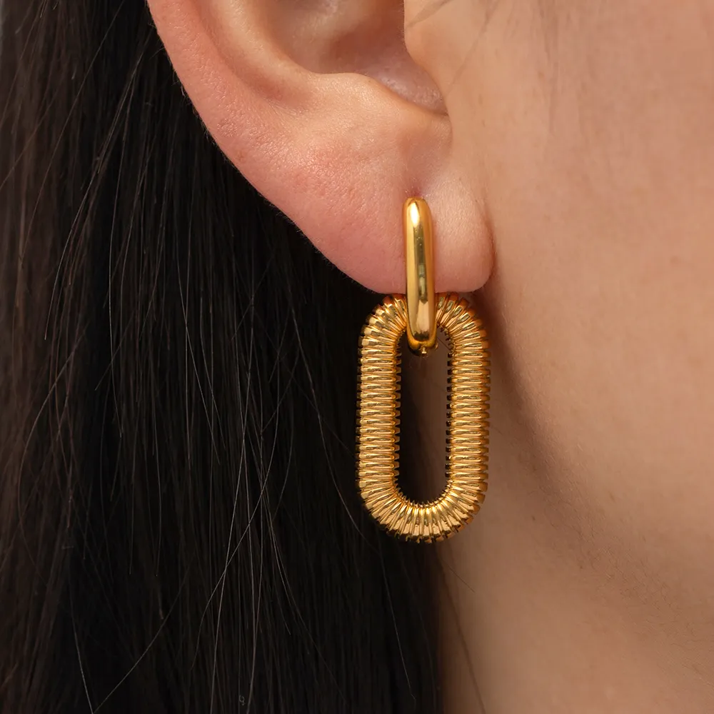 Double Hoop Chain Earrings - Image 16