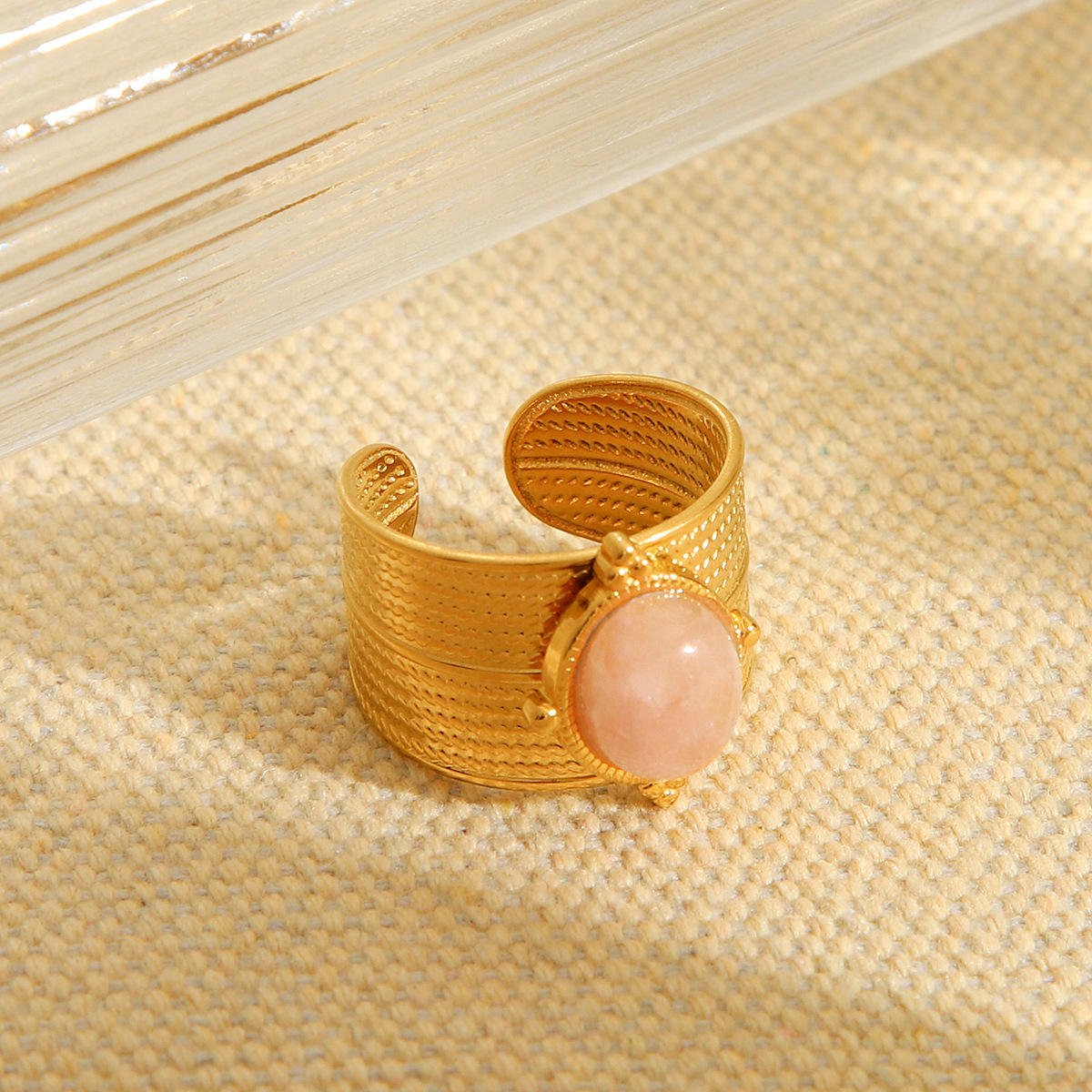 Natural Rose Quartz Ring – Soft Elegance with 18K Gold Plating - Image 6