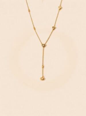 Julit Heart Cubic Zircon Long Tassel Y Shape Chain Necklace