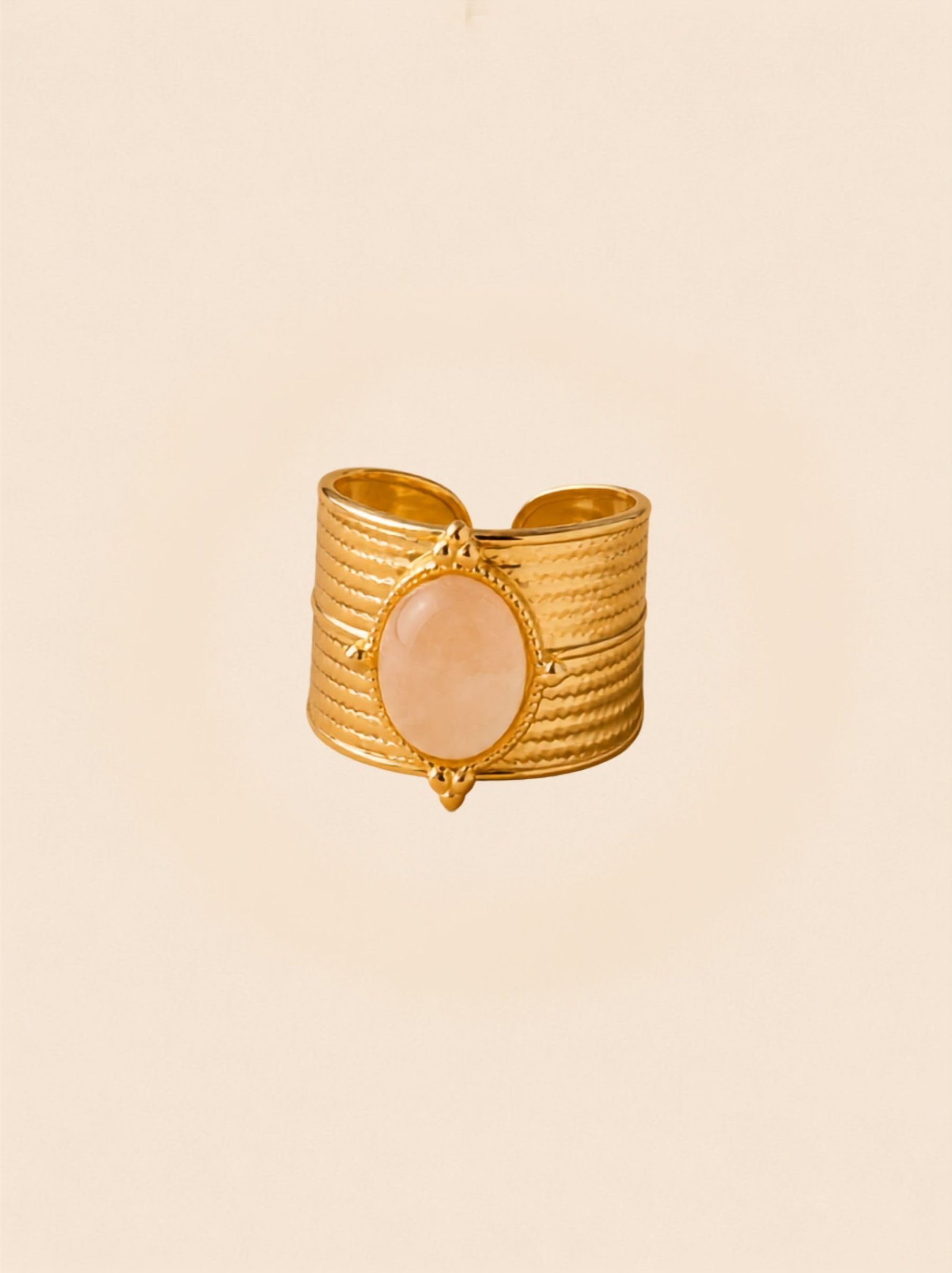 Natural Rose Quartz Ring – Soft Elegance with 18K Gold Plating - Image 2