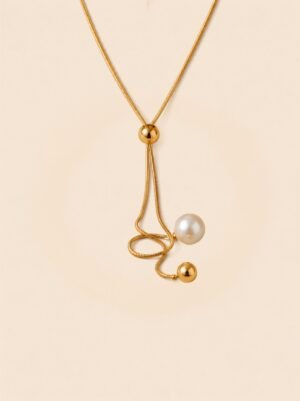 Pearls Ball Pendant Adjustable Necklace – Soft Elegance, Effortless Charm