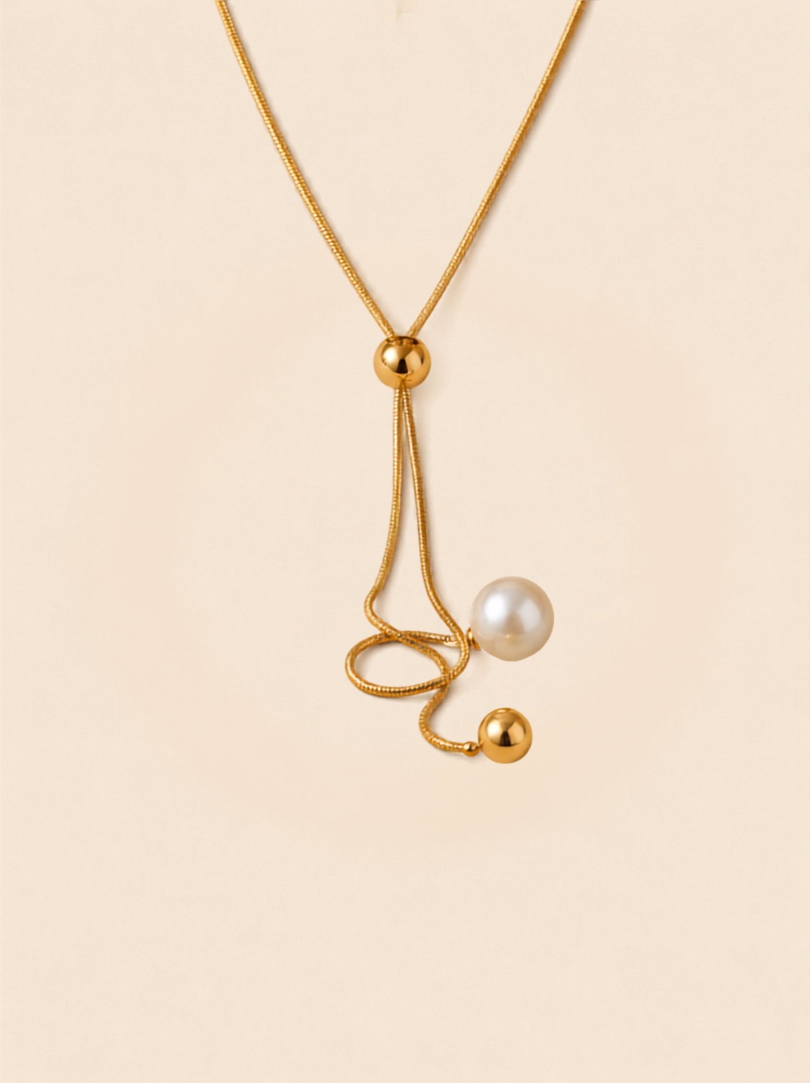 Pearls Ball Pendant Adjustable Necklace – Soft Elegance, Effortless Charm