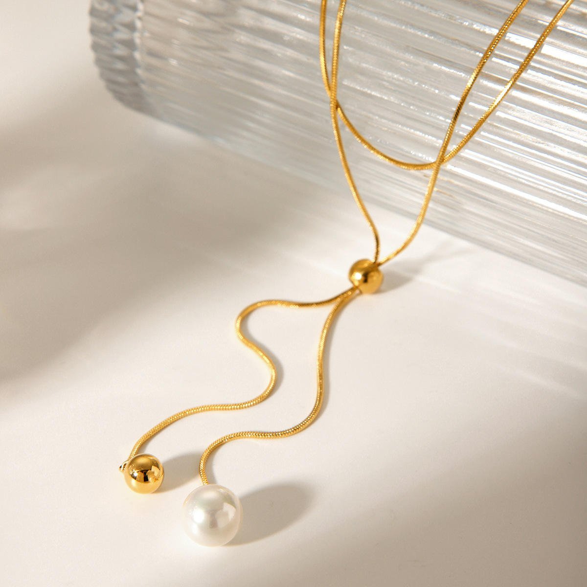 Pearls Ball Pendant Adjustable Necklace – Soft Elegance, Effortless Charm - Image 4