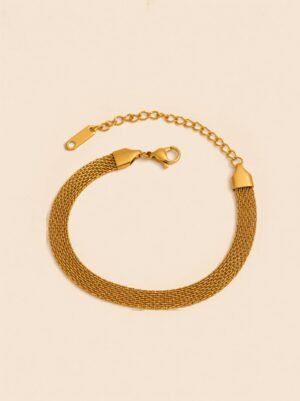 Soft Snake Mesh Bracelet and Choker – Sleek Flexibility in 18K Gold Plated Shine